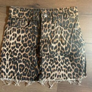Zara Animal Print Denim Skirt